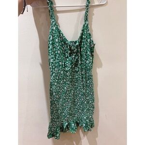 Bershka Green Floral Smocked Mini Dress – Size M $60 New